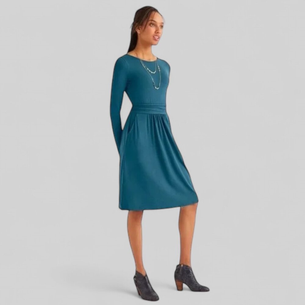 Boden Abigail Teal Jersey Dress  Long Sleeve Stretch NWT Size 4